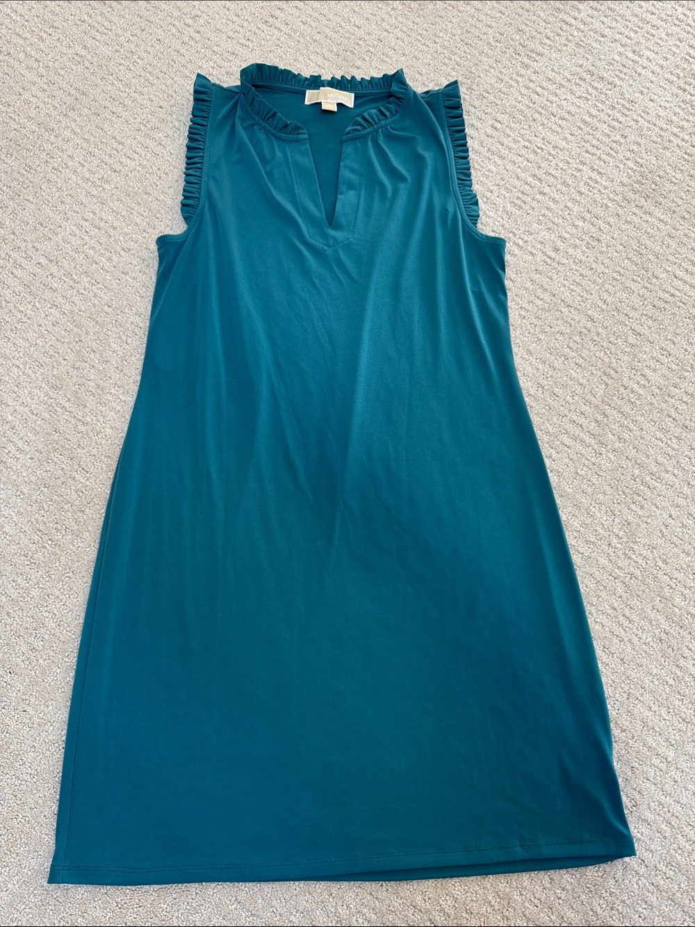 Sleeveless Teal Ruffle-Trim Slip Dress
